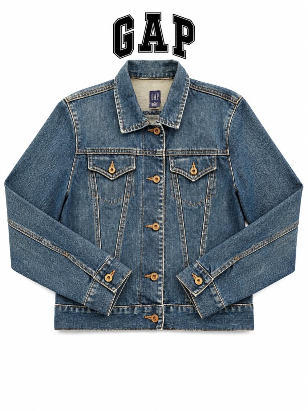 GAP Classic Blue Denim Trucker Jacket | Women's | Button Front | Vintage Wash - Picture 5 of 7